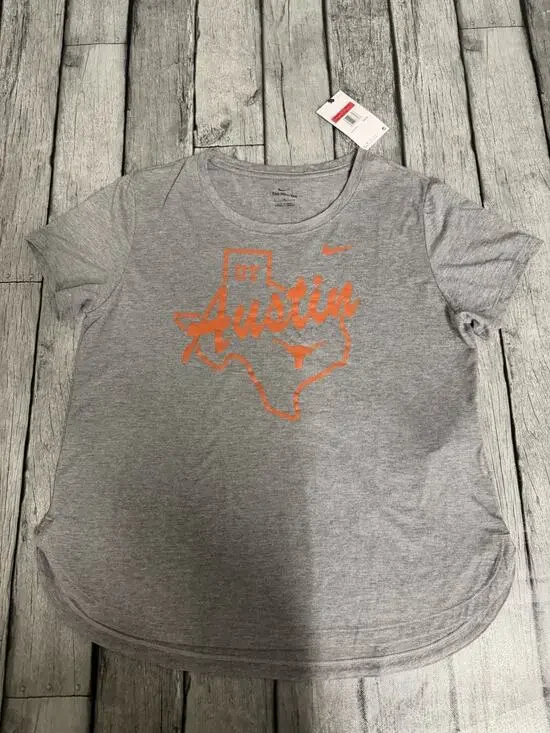 NWT Nike Womens Texas Longhorns Local Campus Mantra Tri-Blend T-Shirt Large Grey