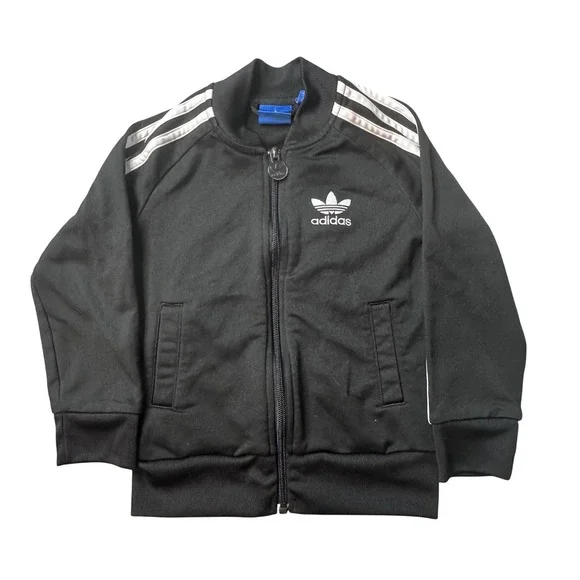 Adidas Track Jacket Kids 5T Black Originals SST 3-Stripe Full Zip Bomber‎
