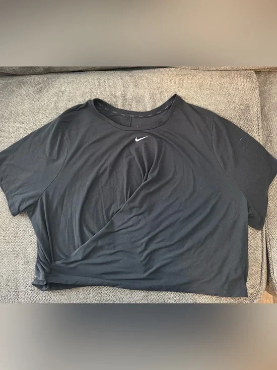 Nike Women’s Black Twist-Front Wrap Crop Top