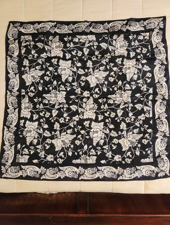 Diane von Furstenberg Scarf Black, Gray & White Floral, 31