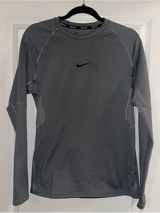 Nike Pro Dri-FIT Slim Fit Top - Light Gray and Black