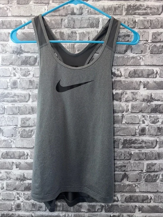 Nike‎ Pro Gray Performance Tank Top with Black Swoosh