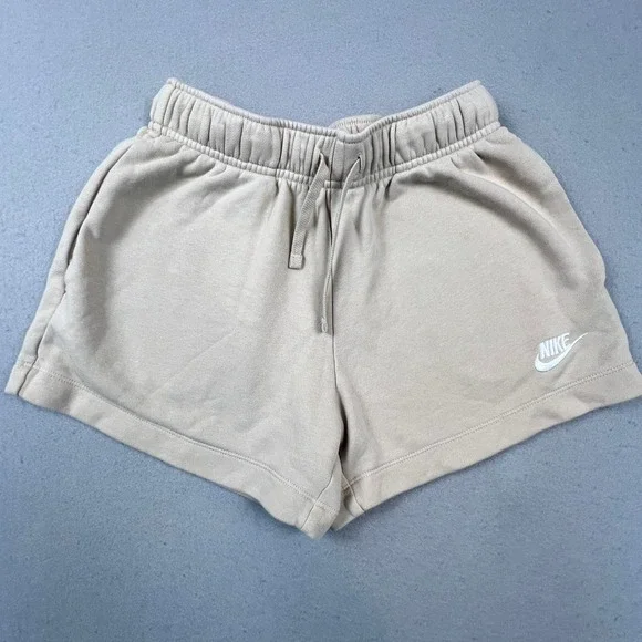 Nike Sportswear Essential Shorts Womens XS Beige Terry DQ5802-126 Athletic