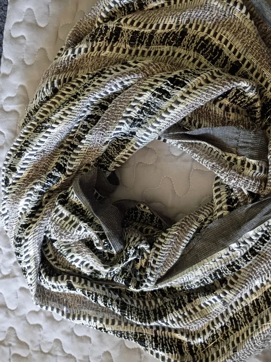 Neutral Striped Knit Infinity Scarf