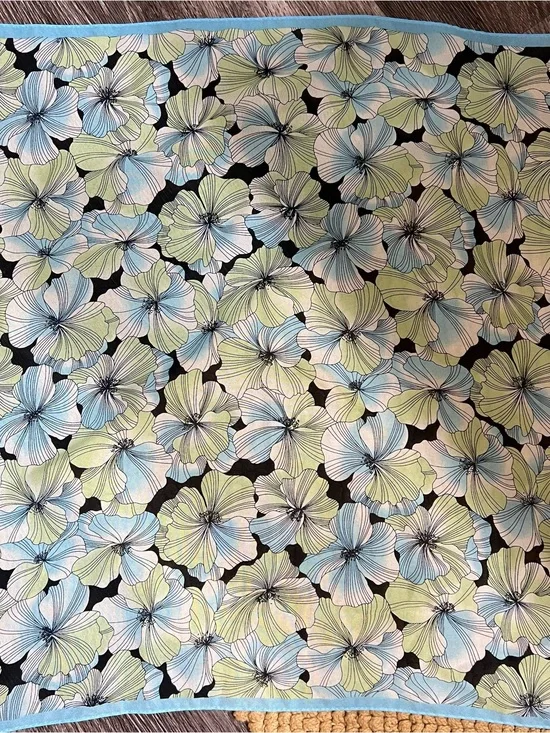 Blue green pastel floral flowers print bandana hair scarf cottage core spring