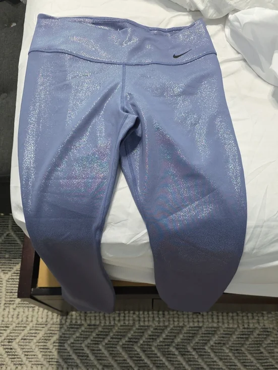 Nike Lavender Shimmer Leggings with Black Swoosh