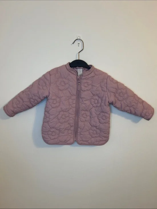 H&M Quilted Floral Baby Jacket in Dusty Pink, Size 18 Months