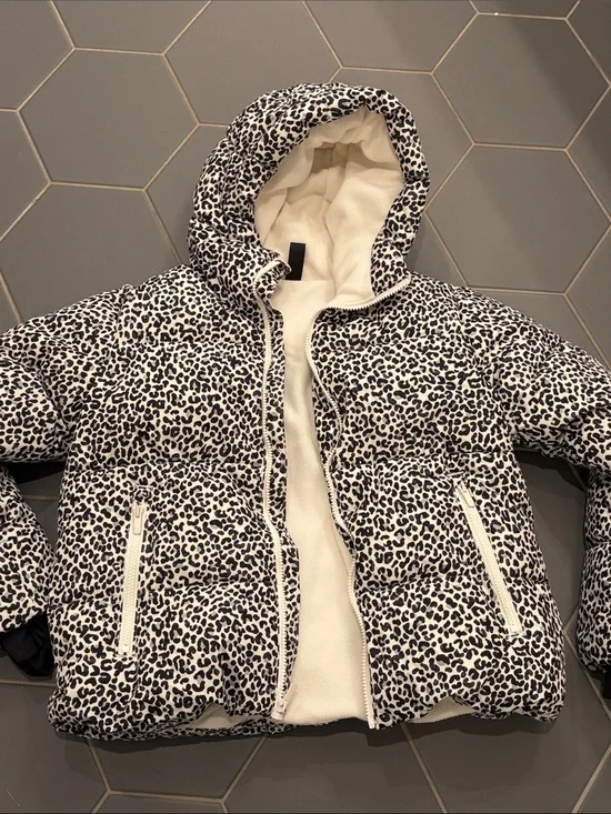 all in motion Black and White Leopard Print Puffer Jacket