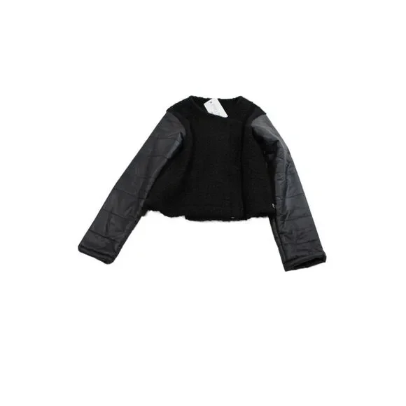Manila Grace Girls Long Sleeve Zippered Asymmetrical Jacket Black Size 12