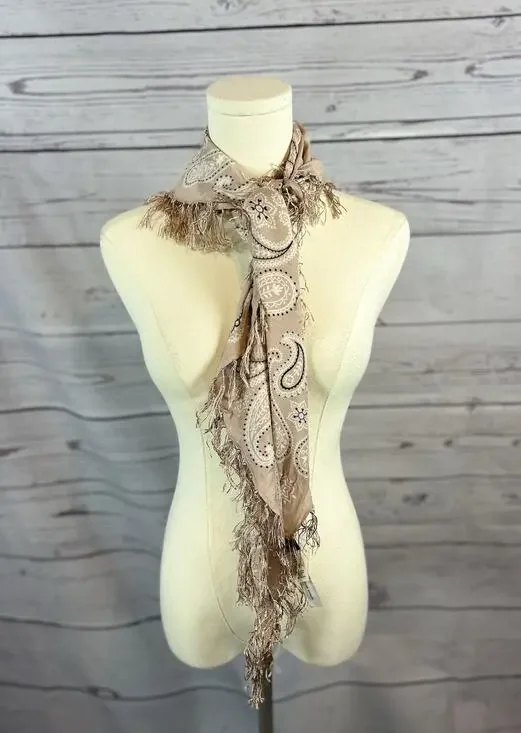 Madewell Mauve Paisley Bandana Fringe Scarf Shawl Silk Blend NWT Diamond Shape