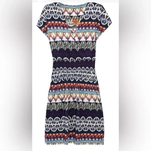 Tory Burch Blue and Purple Patterned Mini Dress, S