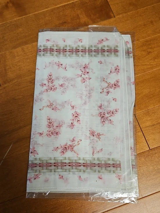 NEW-Longaberger HORIZON of HOPE Scarf w/Pink Floral and Geometric Border