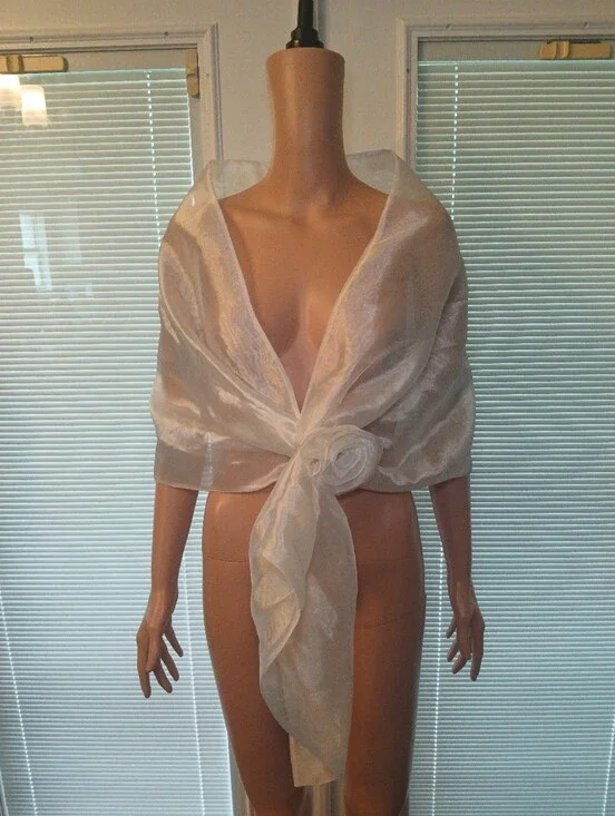 Sheer Ivory Organza Wrap Scarf Shawl Sash