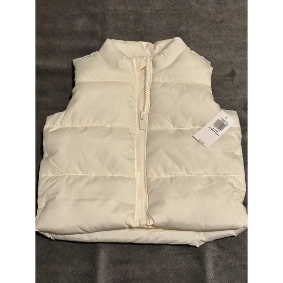 Old Navy Frost-Free Puffer Vest Cream White Water-Resistant 6-12M NWT