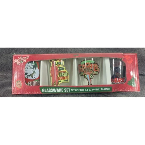 A Christmas Story Movie Glassware Set Of Four 1.5 Oz Shot Glass Ralphie Holiday