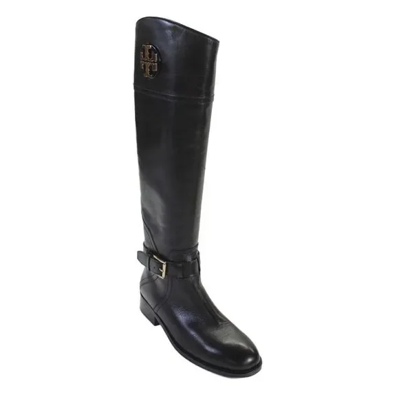 Tory Burch Womens Leather Knee High Riding Boots Black Size 6 Medium