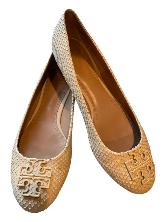 Tory Burch Ivory Snakeskin Texture Flats