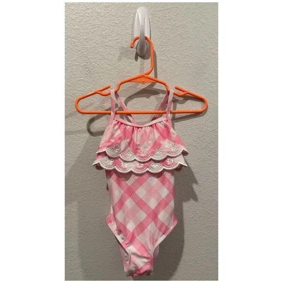 CROWN AND IVY BABY Gingham One Piece Baby Girl Swimsuit