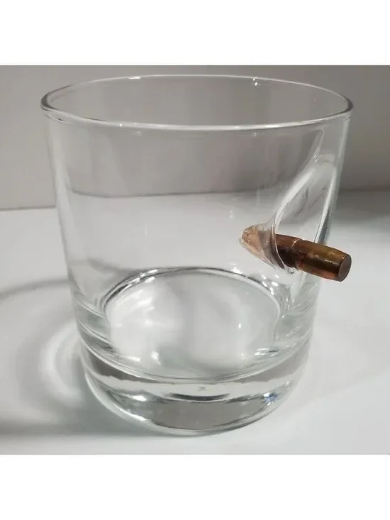 Whiskey rocks Glass bullet shooting in the side BenShot barware Mancave