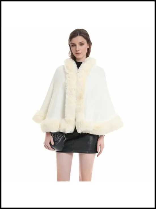 Faux Fur Shawl Wrap Bridal Scarf Stole Evening Cape Cloak