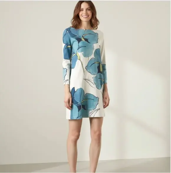 Tory Burch Pima Cotton Bonnie Shift Dress Floral Size S Oasis Persica