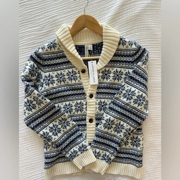 Janie and‎ Jack NWT Ivory and Navy Knit Sweater
