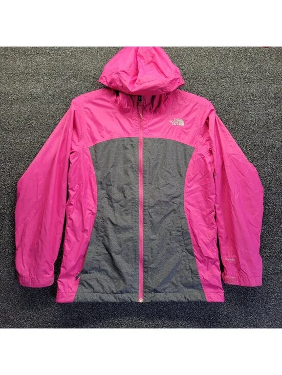 THE NORTH FACE DryVent 3-in-1 Pink/Gray Windbreaker/Soft Sweater Girl's Sz L