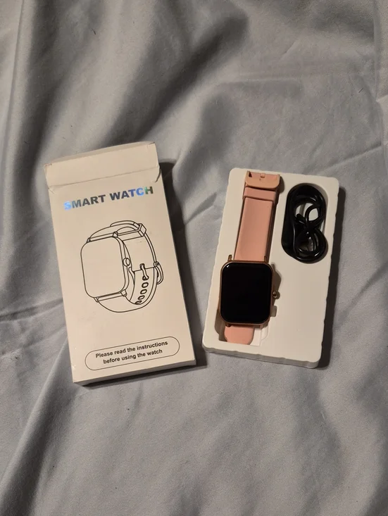 Pink Smart Watch with Silicone Band - Stylish Wearable