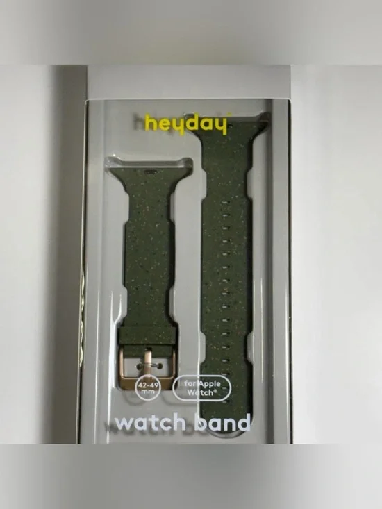 heyday Olive Green Speckled Silicone Apple Watch Band with Rose Gold Buckle