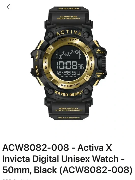 ACW8082-008 - Activa X Invicta Digital Unisex Watch - 50mm, Black