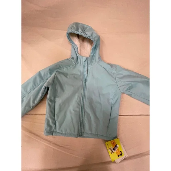 All In Motion Girls Light Blue Softshell Fleece Lined Hooded Jacket Size S 6/7