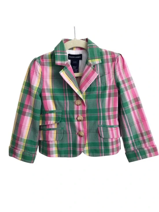 Ralph Lauren | Pink & Green Plaid Blazer Girls 2T