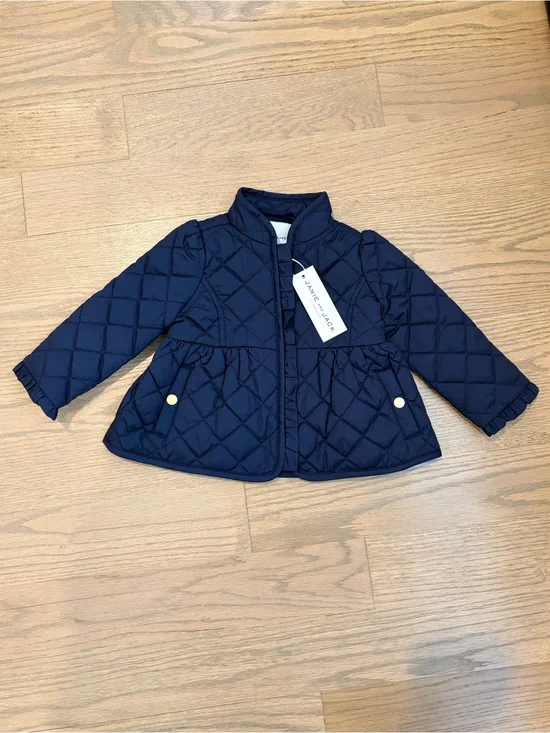 Janie and Jack Navy Quilted Peplum Puffer Jacket