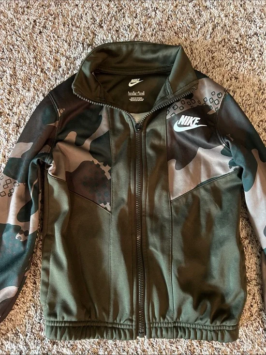 Nike Olive Green Camo Athletic Zip Jacket. Has pockets.