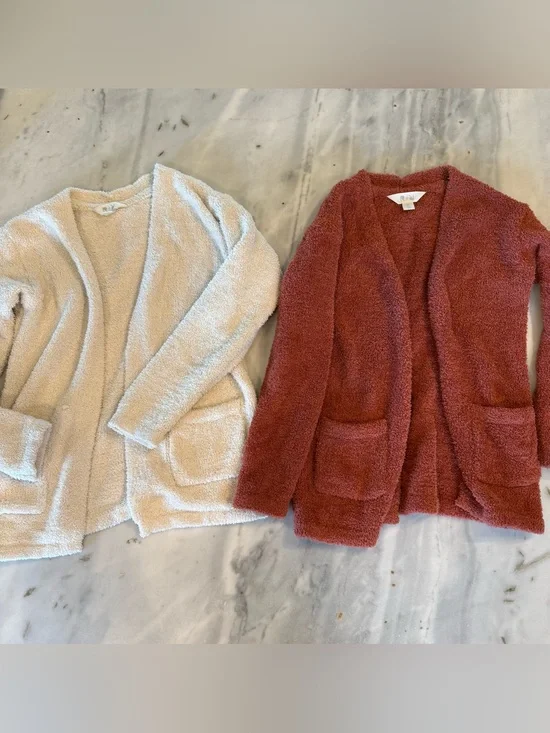Soft Open-Front Kids Cardigan - Cream and Rust