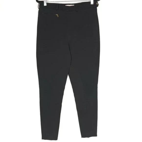 TORY BURCH Women's Dress Pants Size 10 Stretch Cotton Ankle Zip Black 1210-74820