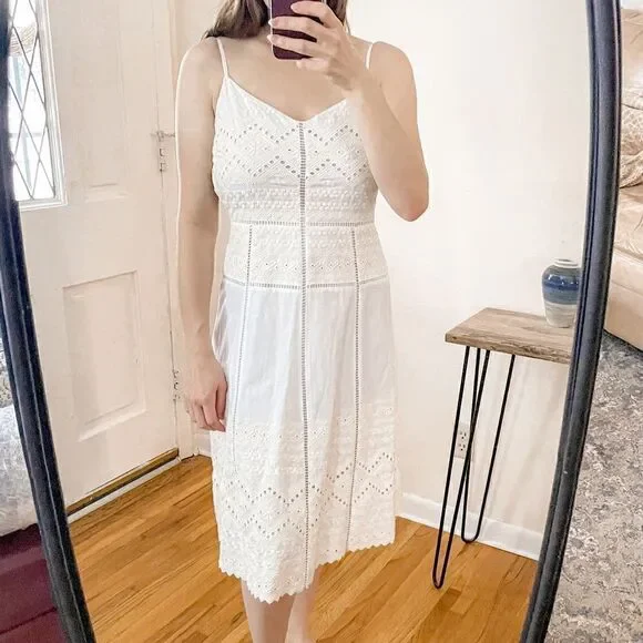 Tory Burch Tiara Embroidered Cotton A-Line Dress 4