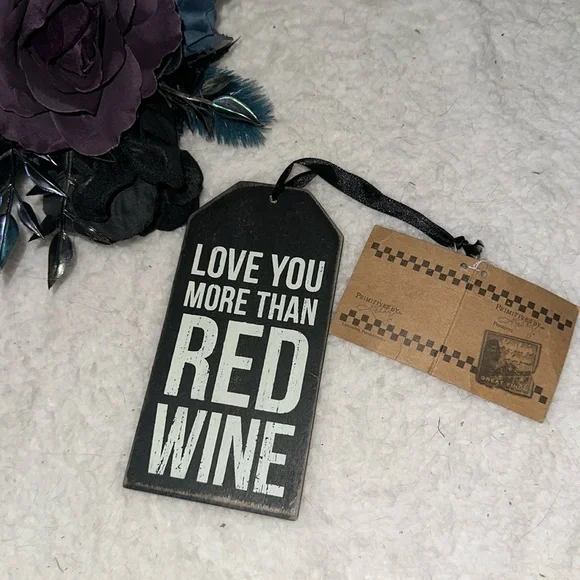 Love You More Than‎ Red Wine Wooden Bottle Tag