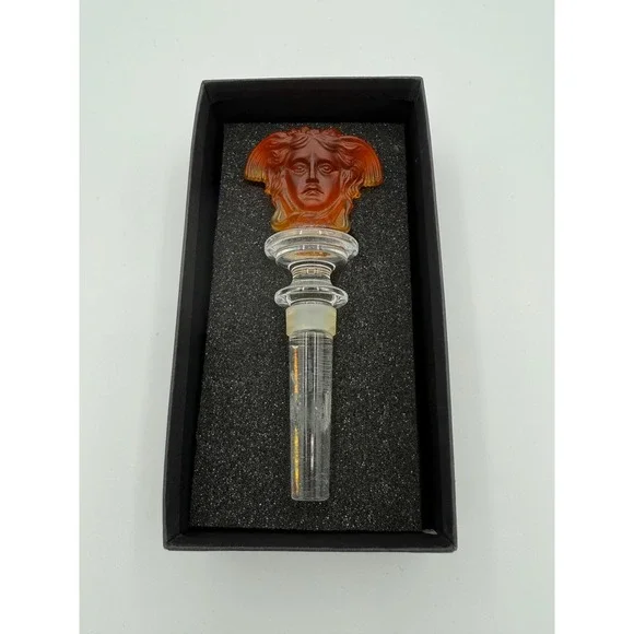 Versace Medusa Amber Crystal Bottle‎ Stopper Barware Decor Collectible