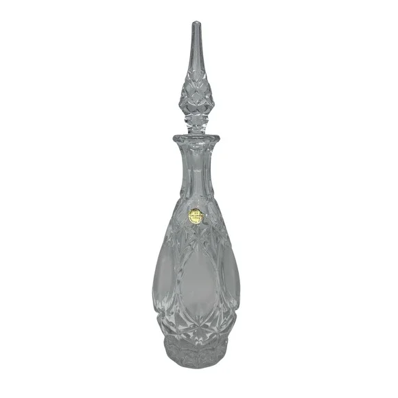 Princess House W Germany Lead Crystal Decanter Stopper Tall Etched Glass Barware