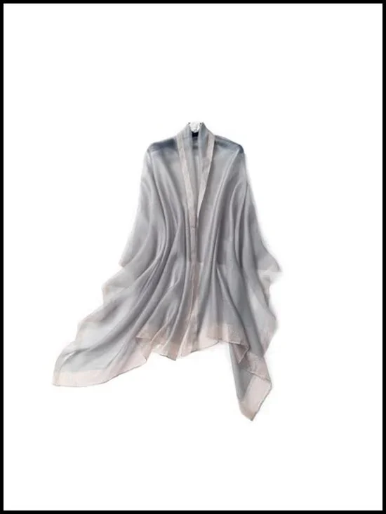 Silk Blend Metallic Trim Wrap Shawl Evening Scarf Pashmina