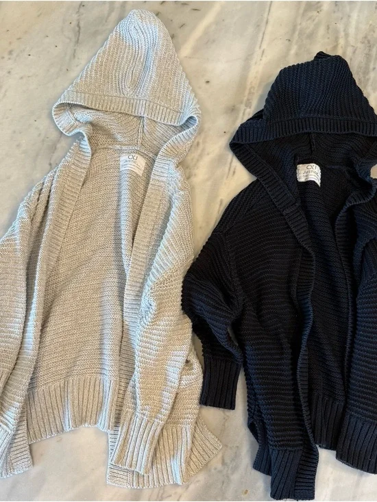 Justice Hooded Cardigans in Black and Light Gray (set of 2)