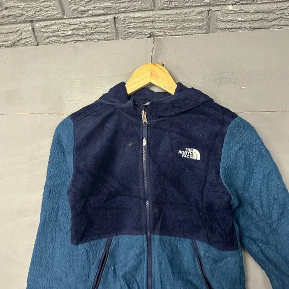 The North Face Boys‎ Medium 10/12 Sherpa Fleece Full Zip Hooded Jacket Blue Navy