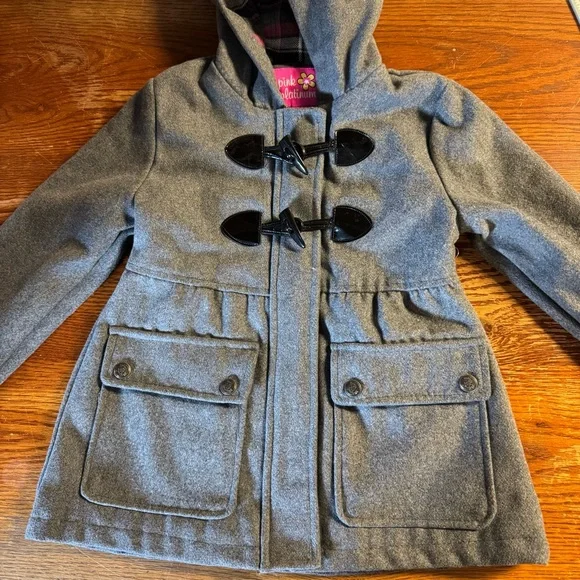Pink Platinum girls size 5/6‎ gray hooded coat