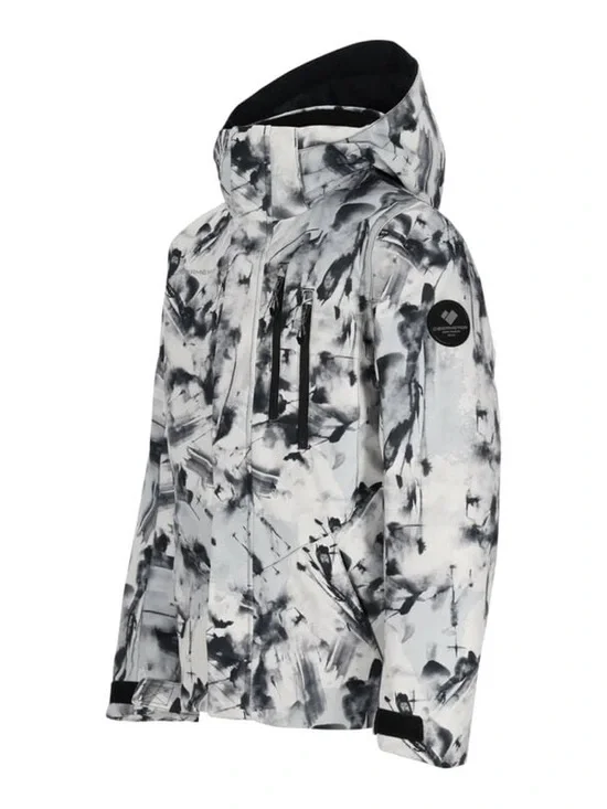 Obermeyer Gents Black and White Marble Print Hooded Ski Jacket Boys Teen L 14-16