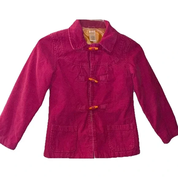 Gymboree Corduroy Jacket Lined Hot Pink Orange Toggles Pockets Girls 7/8 2011