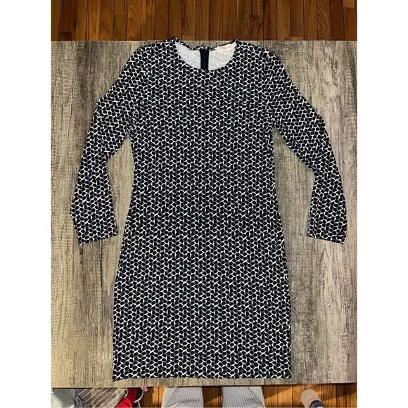 Tory Burch Terserra Navy White Geometric Print Dress Small