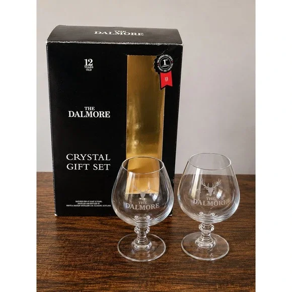 The Dalmore Crystal Gift Set Scotch Whisky Glasses Only Original Box Collectible