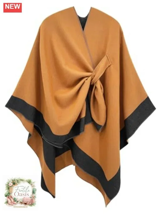 Women's Elegant Shawl Wrap Soft Open Front Poncho Cape Reversible Cardigan