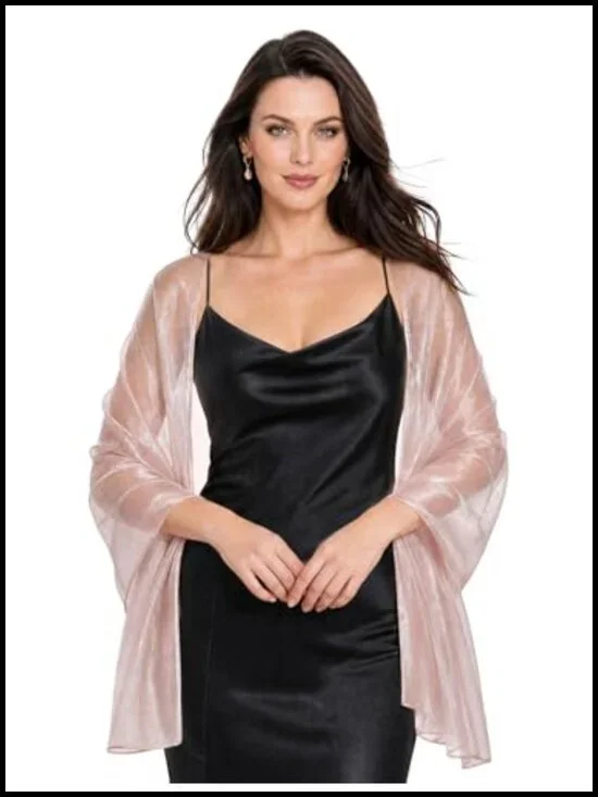 Sheer Silky Organza Shimmer Shawl Wrap for Evening Dress Wedding Party